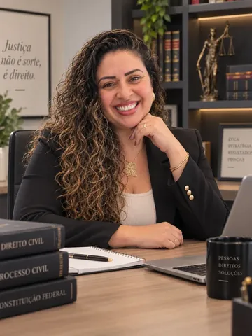 Ana Flávia Pereira D'Abadia, advogada, em seu escritório